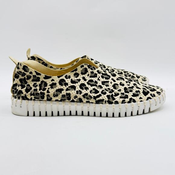 Ilse Jacobsen Shoes Womens 37 US 7 Brown Black Animal Print Tulip Slip On Flats - Picture 1 of 11